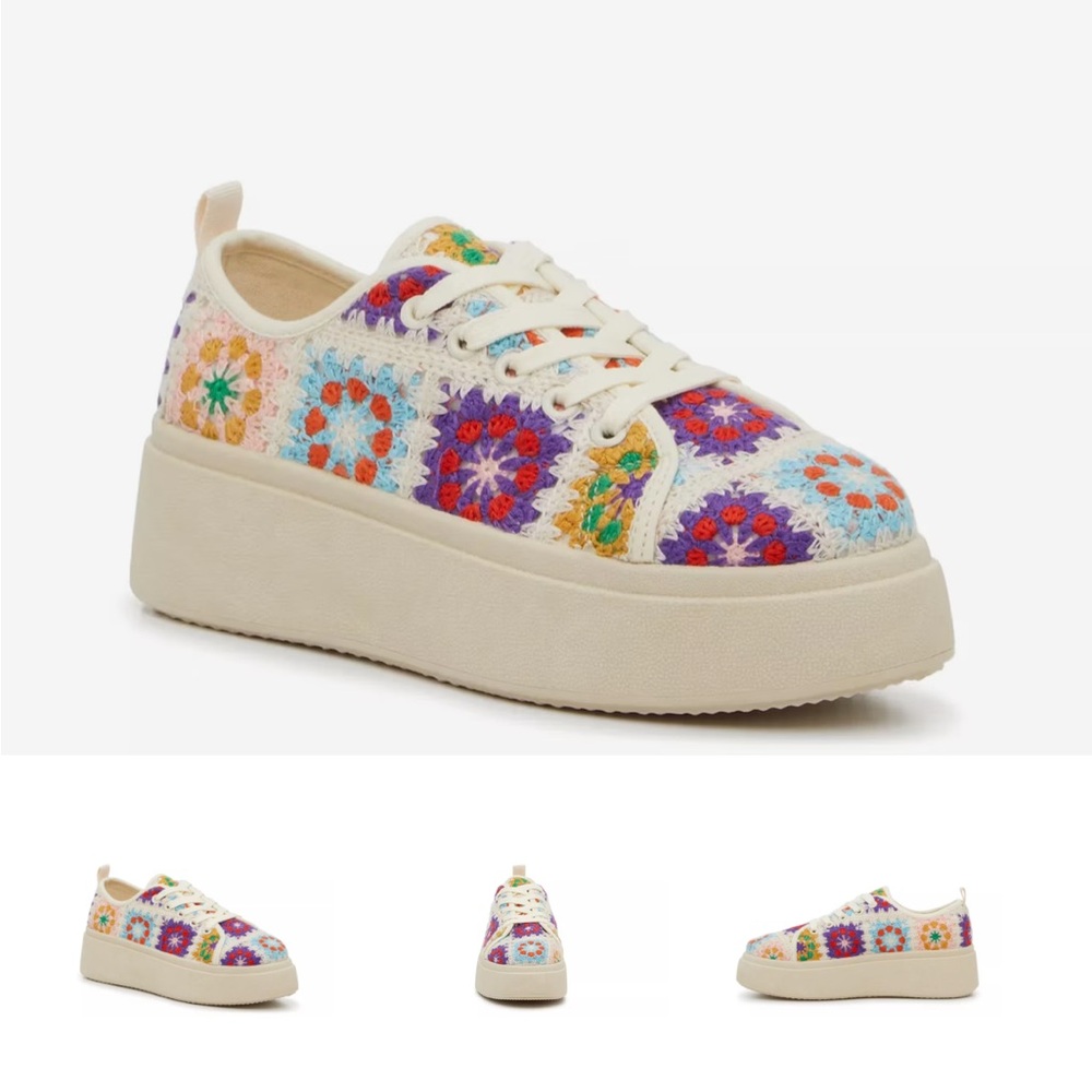 Dirty Laundry Multicolor Crochet Platform Sneakers brand new
